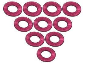 3RACING Aluminium M3 Flat Washer 0.5mm (10 Pcs) - Red - 3RAC-WF305/RE