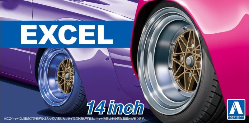 Aoshima 20299 - 1/24 Excel 14 Inch Wheels and Tires Tuned Parts #80