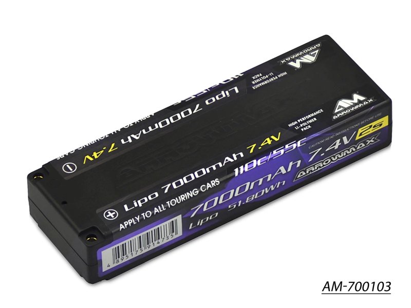 Arrowmax AM Lipo 7000mAh 2S TC - 7.4V 55C Continuous 110C Burst