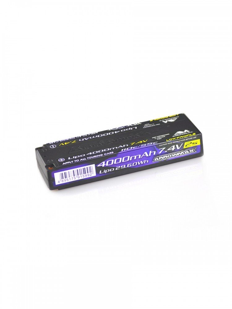 Arrowmax AM-700701 AM Lipo 4000mAh 2S TC Low Profile - 7.4V 55C Continuos 110C Burst