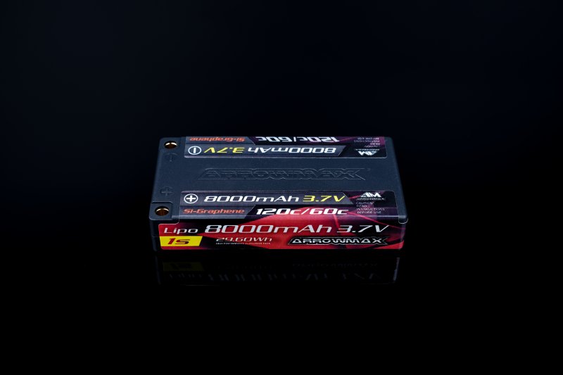 Arrowmax AM-700303 AM Lipo 8000mAh 1/12 Scale - 3.7V 60C Continuous 120C Burst 5mm (Si-Graphene)