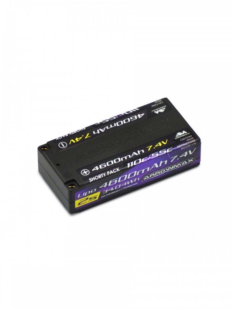 Arrowmax AM-700201 AM Lipo 4600mAh 2S Shorty - 7.4V 55C Continuos 110C Burst