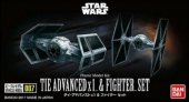 Bandai 214502 - Star Wars Tie Advanced x1 & Fighter Set Vehicle Model 007