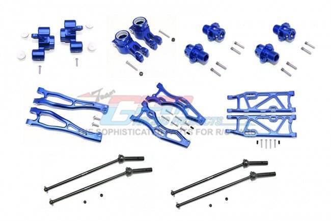 ARRMA KRATON 6S BLX Monster Truck Aluminum F Upper+Lower Arms, R Lower Arms, Front + Rear Knuckle Arms, CVD, 13mm Hex - 56pc set - GPM MAK456212213