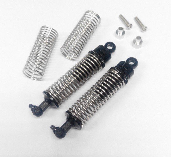 Associated RC 18T Alloy Rear Adjustable Spring Dampers (57mm) With 1.0mm Springs & 0.9mm Spare Springs & Alloy Collars & Screws - 1pr set - GPM AR357R