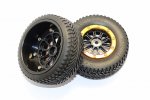 AXIAL Racing EXO Rubber Rear Tires With Plastic 10 Poles Pattern Rear Wheels & Alloy Outer Ring In Beadlock Design Of 12mm Hex Installed - 1pr set - GPM EX889R103/PW