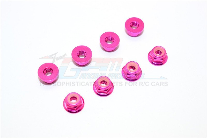 Aluminium 4mm Flanged Lock Nuts-8pcs - GPM LN4L