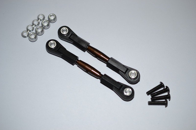 Spring Steel 4mm Thread Tie Rod With 6.8mm Ball Plastic Ends (To Extend 60mm-65mm) 1pr set - GPM TRS260