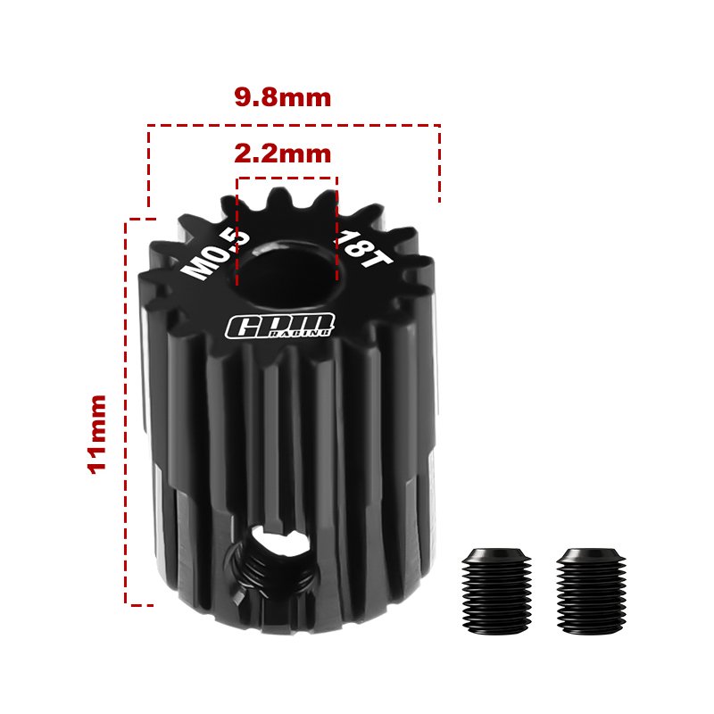 40Cr Steel Motor Gear 18T ( Module:0.5mm, Motor Tooth Diameter:2.2mm) - GPM MG218T/0.5M
