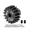 40CR Steel Motor Gear 17T (32 Pitch,Module: 0.8mm,Motor Tooth Diameter: 3.175mm) - GPM MG317T/0.8M