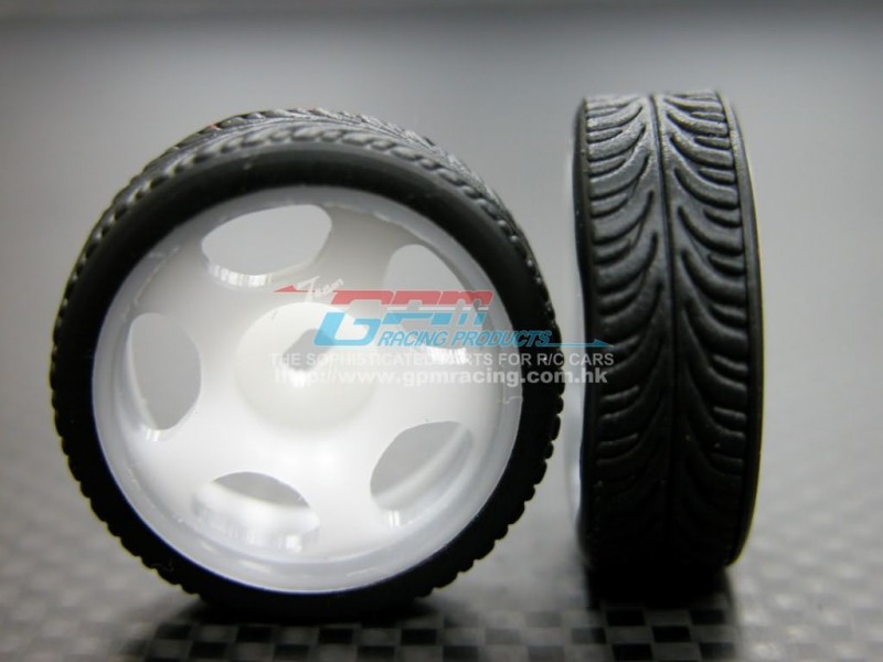 Mini-z AWD Delrin Front/Rear Ridge Rims (5p, 3.5mm Off set , Width 8.3mm) With Tires - 1pr set - GPM DMZA501FR35892