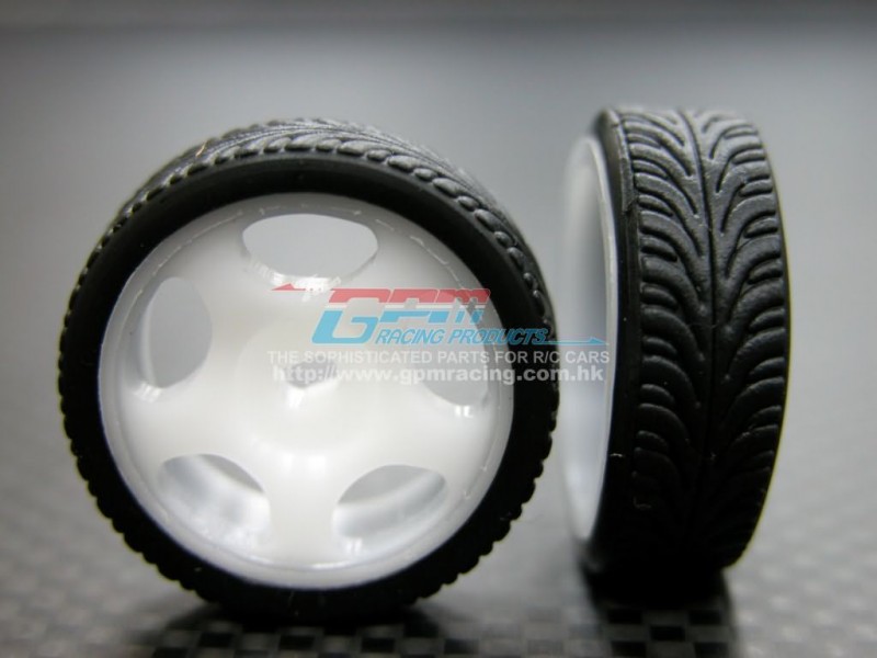 Mini-z AWD Delrin Front/Rear Ridge Rims (5p, 0mm Off set , Width 8.3mm) With Tires - 1pr set - GPM DMZA501FR892