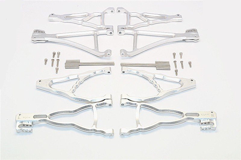 TRAXXAS E-REVO Aluminium Front+Rear Upper & Lower Suspension Arm - 8pcs set (For E-REVO 560871, REVO, SUMMIT) - GPM ER4567