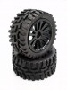 TRAXXAS 1:16 Mini E-REVO Front/Rear Rubber Radial Tire With Insert (40g) (Offroad Dirt Hawg Pattern) + Chrome Plastic Front/Rear Flat Vacuum Rims (6 Poles) - 1pr - GPM PERV0611F/R/887