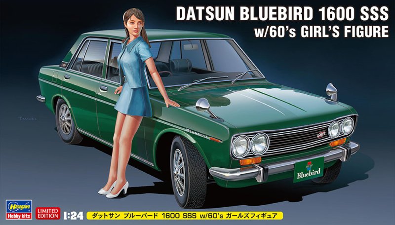 Hasegawa 52277 - SP477 1/24 Datsun Bluebird 1600 SSS w/60\'s Girl\'s Figure