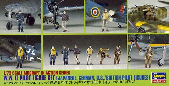 Hasegawa 35008 - 1/72 X72-8 WW II Pilot Figure Set (Japanses, German, U.S./ British Pilot Figure)