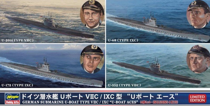 Hasegawa 30034 - 1/700 German Submarine U-Boat Type VIIC/IXC U-Boat Aces
