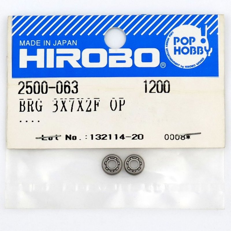 HIROBO 2500-063 FLANGED BALL BEARING 3 X 7 X 2 MM 2PCS #F683 (OPEN TYPE) #2500063