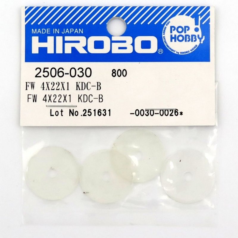 HIROBO 2506-030 FLAT WASHER 4 X 22 X 1T KDC-B PLASTIC #2506030