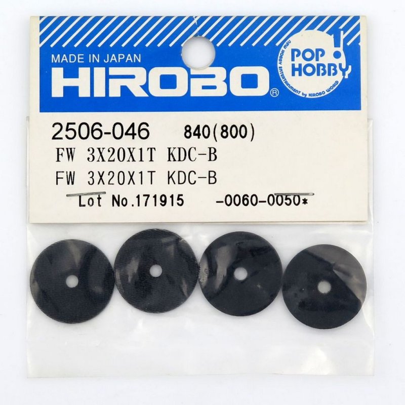 HIROBO 2506-046 FLAT WASHER 3 X 20 X 1T KDC-B PLASTIC #2506046