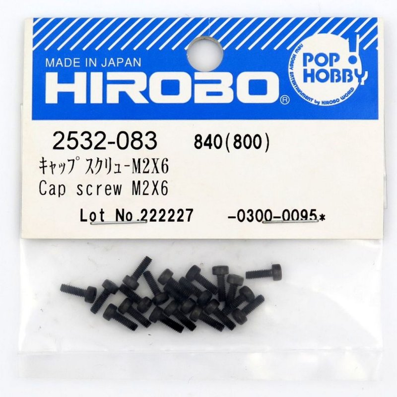 HIROBO 2532-083 CAP SCREW M2 X 6 10PCS #2532083