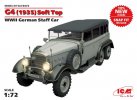 ICM 72472 - 1/72 G4 1935 prod. Soft Top Wwii German Staff Car Snap kit