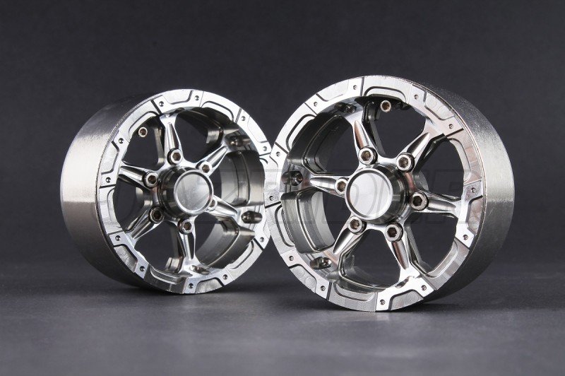 Aluminum 1.9\'\' Beadlock 6 Spokes Wheels (TYPE D) - Gunmetal