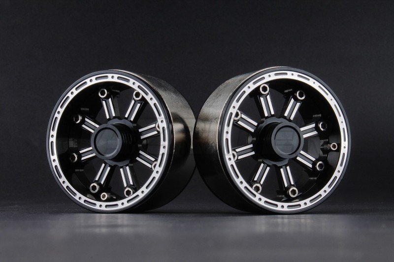 Aluminum 1.9\'\' Beadlock 8 Spokes Wheels (TYPE E) - Black