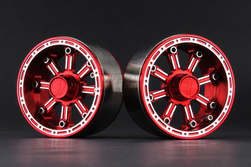 Aluminum 1.9\'\' Beadlock 8 Spokes Wheels (TYPE E) - Red
