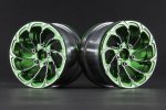 Aluminum 2.2'' 10-Spokes Cyclone Style Wheels - Green