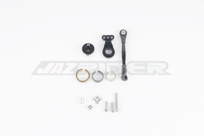 Jazrider Tamiya GF-01 Chasis Aluminium Hi-torque Servo Saver 25T w/Aluminium Tie Rod Set (Black)