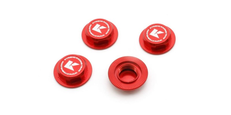 Kyosho IFW649R - Wheel Nut(Red/4pcs/Flange Cap/Serration)
