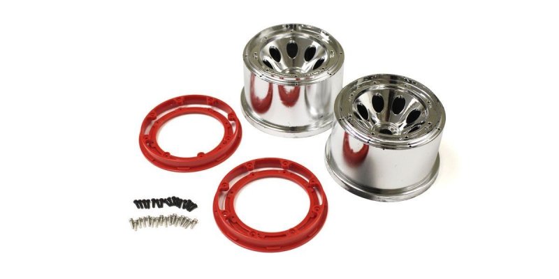 Kyosho MAH401SMR - Wheel(Silver Platige/Red/2pcs/MAD FORCE