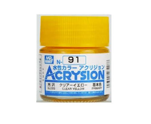 Mr.Hobby GSI-N91 - Acrysion Acrylic Water Based Color Gloss Clear Yellow - 10ml