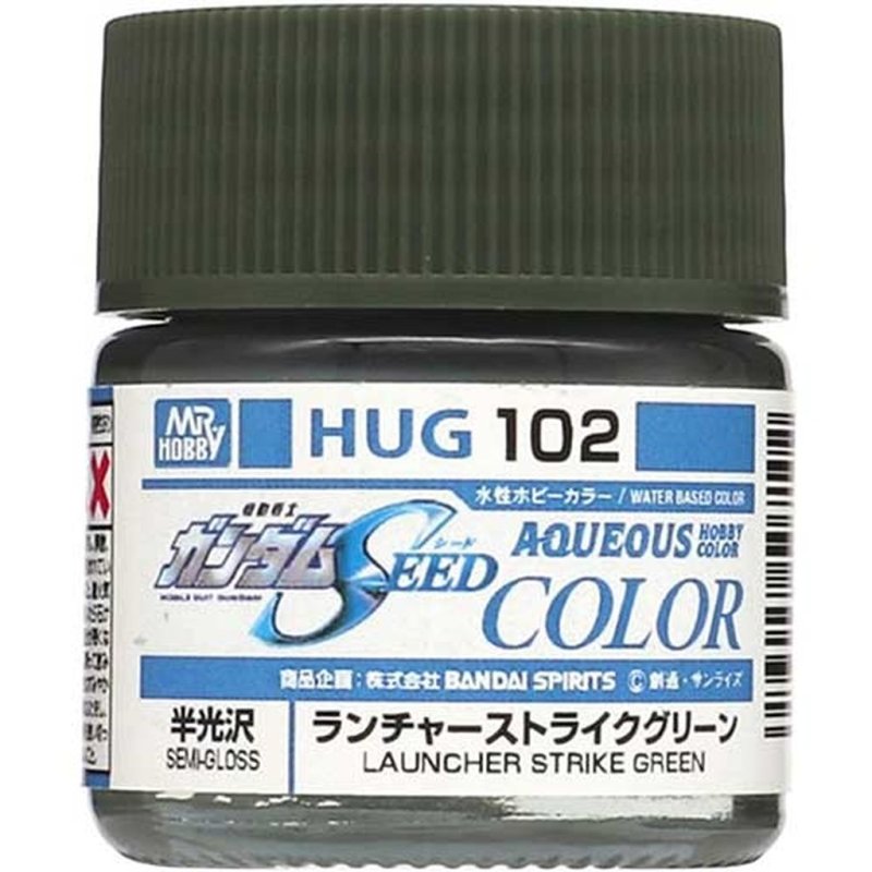 Mr Hobby HUG102 - Mr Aqueous Gundam Seed Color Launcher Strike Green 10ml (Semi Gloss)