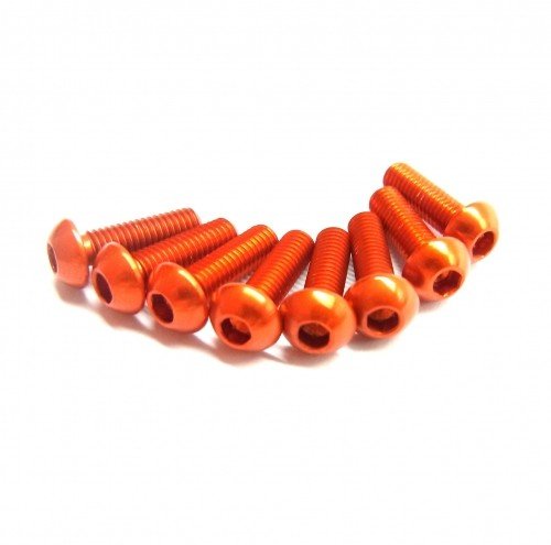 RACEOPT Aluminium Screw 8pcs, 3 x 10mm (Round Head) -Orange (RO-ABH3X10T-O)