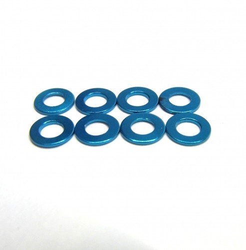 RACEOPT Aluminium 3mm Washer 8pcs , 0.5mm - Blue (RO-AW05-B)