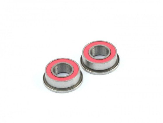 RAD-BB-20004 4x8x3mm Ceramic Ball Bearing, Flanged, 2 pcs, Red Rubber Seal