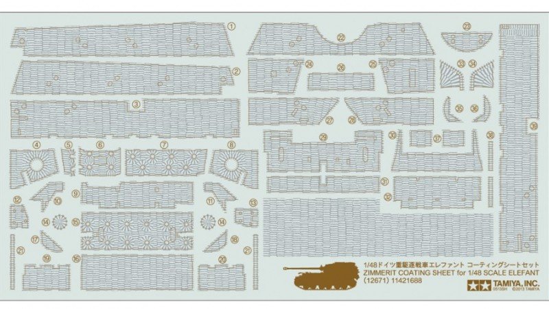 Tamiya 12671 - 1/48 German Heavy Tank Destroyer Elefant Zimmerit Sheet Set WWII