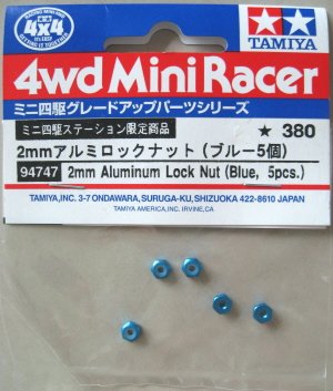 Tamiya 94747 - JR 2mm Aluminum Lock Nut - Blue (5pcs)