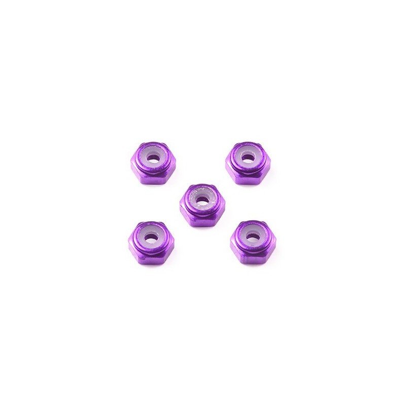 Tamiya 95555 - 2mm Aluminum Lock Nut (Purple, 5 Pcs.) (re-release of 94857)