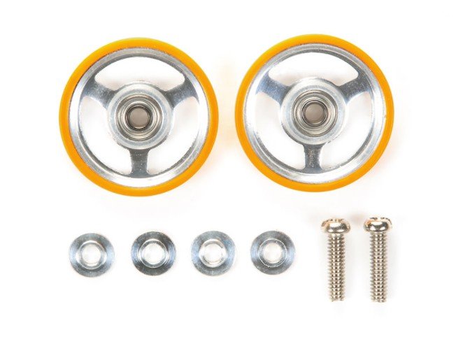 Tamiya 95349 - 17mm Aluminum Rollers w/Plastic Rings (Orange)