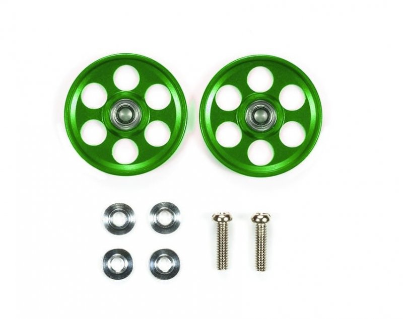 Tamiya 95607 - HG 19mm Lightweight Aluminum Ball-Race Rollers (Ringless/Green)