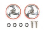 Tamiya 95326 - 19mm Aluminum Rollers Aero-Spoke w/Plastic Rings (Red)