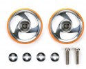 Tamiya 95328 - 19mm Aluminum Rollers with Plastic Rings (Orange)