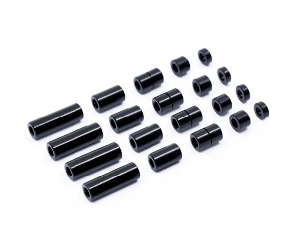 Tamiya 92432 - Aluminum Spacer Set (12/6.7/6/3/1.5mm, 4 Pcs. Each) Black Tamiya Korea 25th Anniversary