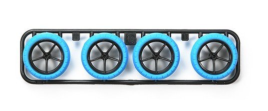 Tamiya 95254 - Hard Arched Tires (Blue) with Carbon Reinforced Large Diameter Narrow Wheels