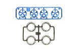 Tamiya 95332 - 5-Spoke Blue Plated Wheels with Low-Profile Tires