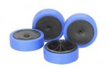 Tamiya 95369 - Hard Large Diameter Low Profile Blue Tires & Black Carbon Wheels