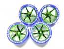 Tamiya 95504 - Fully Cowled Mini 4WD 25th Anniversary Blue Tires & Green Plated Wheels